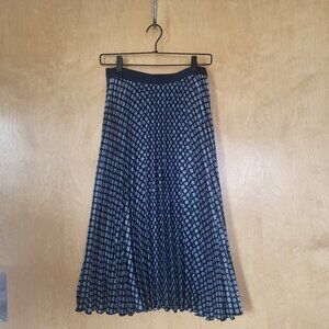 Max Studio Pleated Accordion Skirt Blue Geometric Print Size Medium